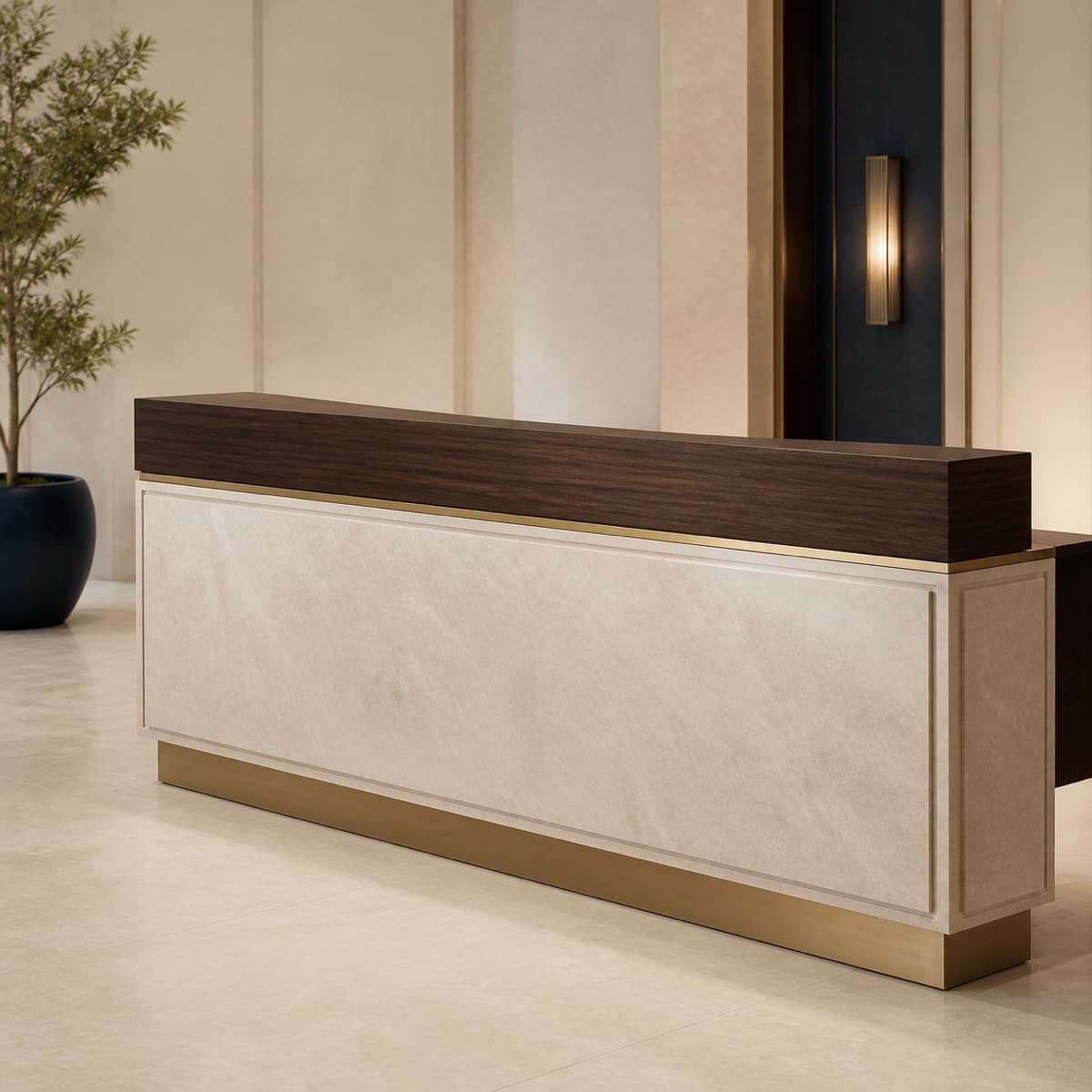 Mostrador de recepción de hotel