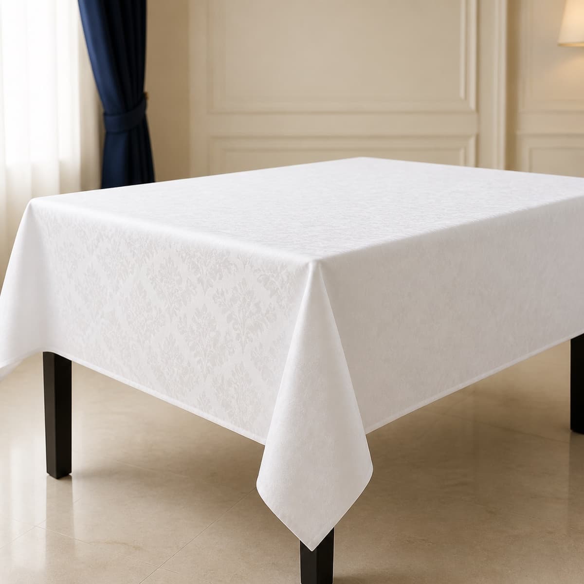 White Damask Tablecloth 140×180cm